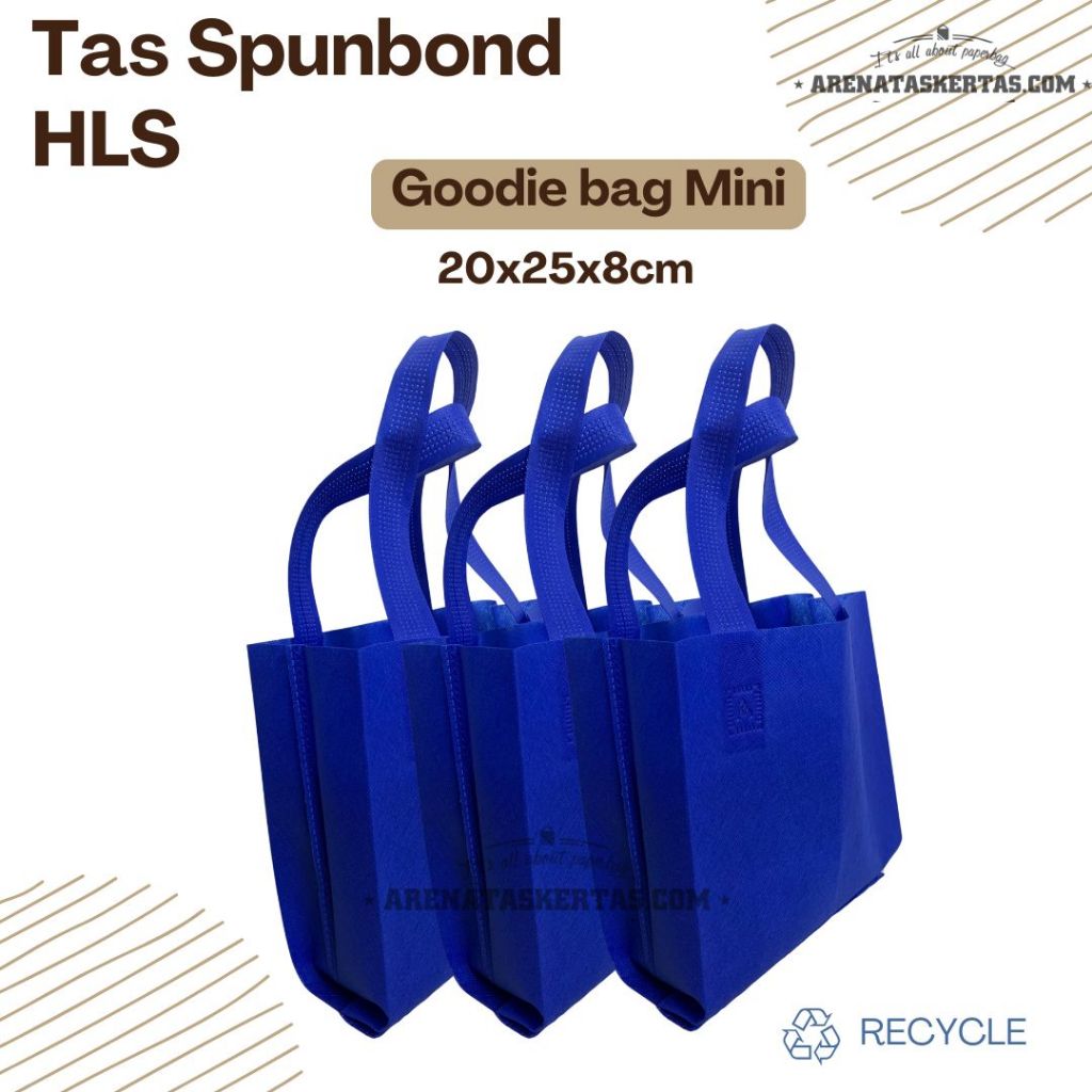 

Tas Spunbond Goodie Bag Laken Model Tali Ukuran HLS 20x25 Tebal Polos