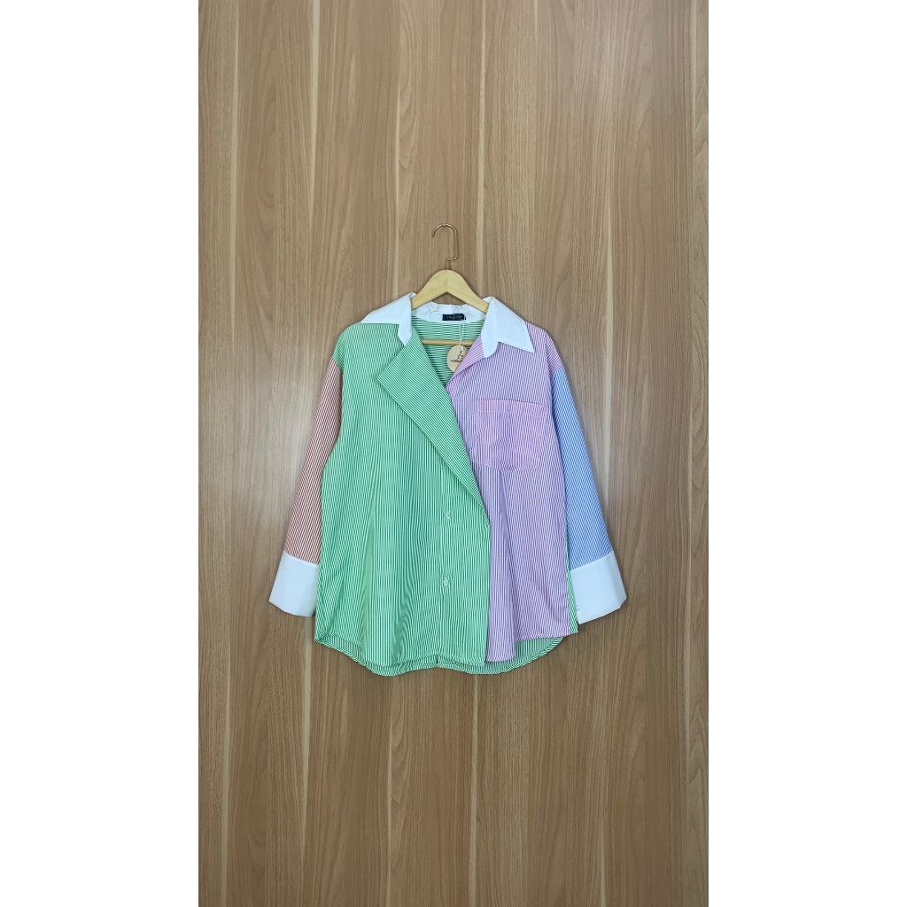 kemeja /salur /stripe/full color/ bangkok /garis-garis Kemeja wanita