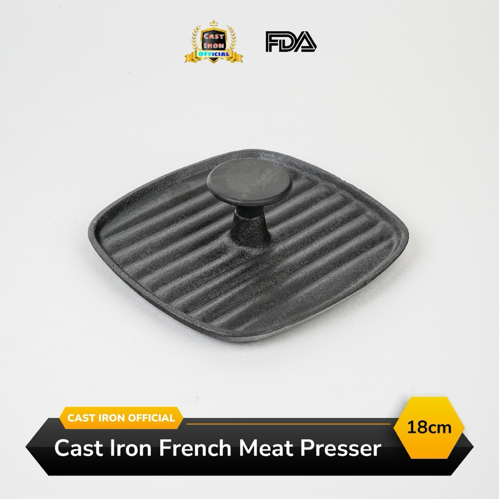 Cast iron meat presser grill 7 inch press skillet besi cor ancuran BAUT