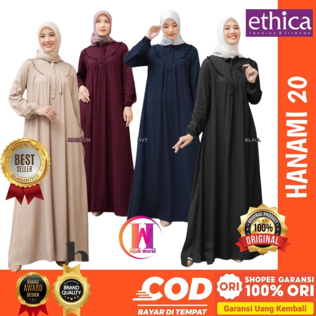 ETHICA Baju Gamis Hanami 20 Ethica Original Baju Gamis Terbaru 2025 Gamis Hitam Polos Premium