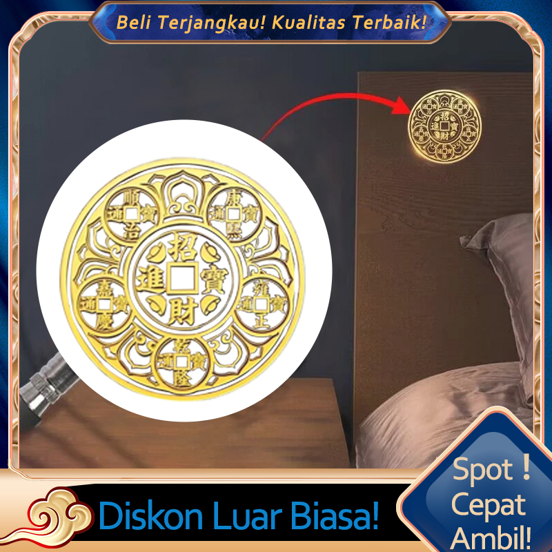 

5pcs Stiker Emas timbul Hoki keberuntungan Logam Stiker Hp Hoki motif koin ba gua