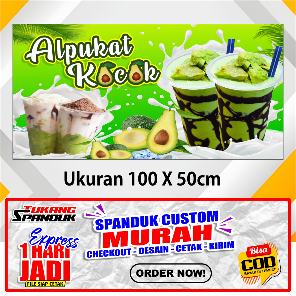 Banner ALPUKAT KOCOK, Spanduk ALPUKAT KOCOK, ukuran 100x50 cm, COD / Banner ALPUKAT KOCOK, Spanduk A