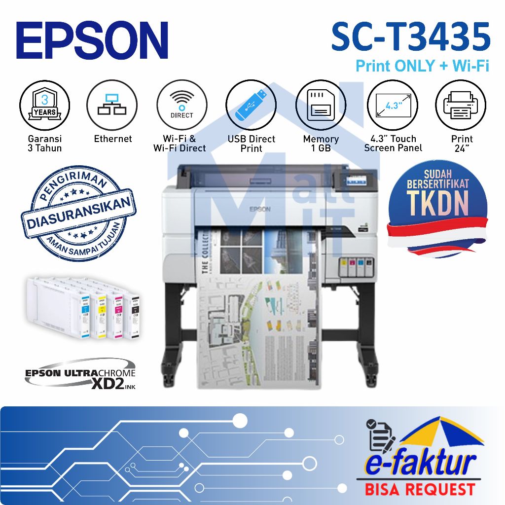 MALLIT EPSON Printer Epson Surecolor SC-T3435 SC T3435 Stand Plotter A1 24 INCI 24" Pengganti SC-T34