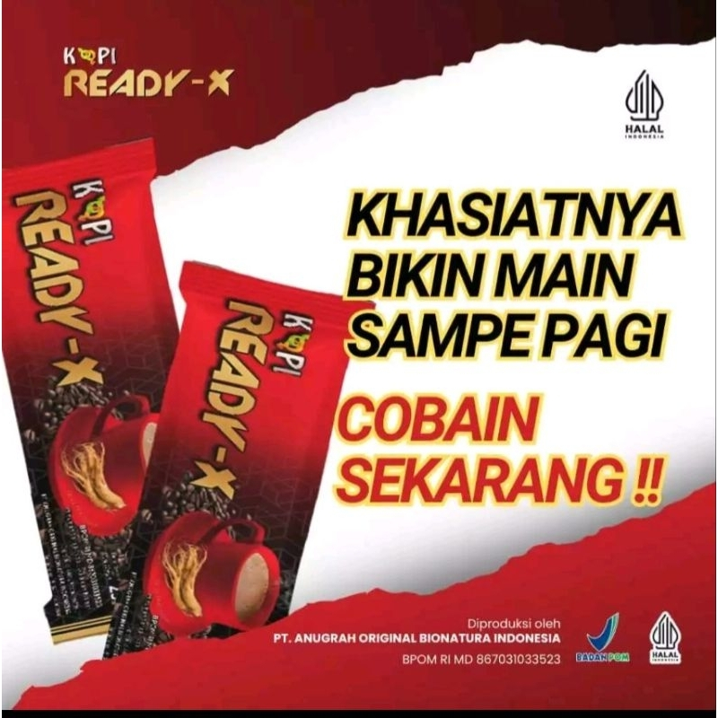 

Kopi Ready X Plus Gojiberry @1 sachet Stamina Pria Kuat KeTahanan Lama Original BPOM Halal - READY X Coffe Instan Bubuk