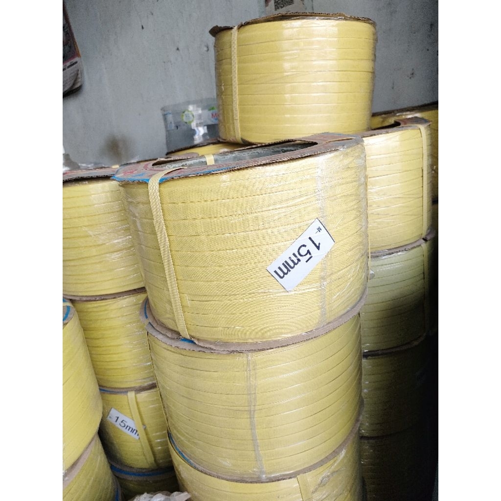 Tali Strapping Band 15mm 12mm Tali Packing Klem Kuning Merah