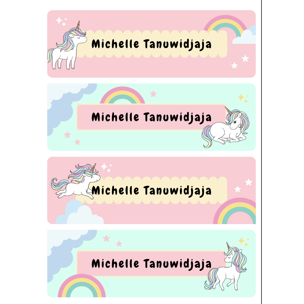 

Stiker Label Nama Vinyl Waterproof Tahan Air Unicorn ukuran 77 mm x 24 mm