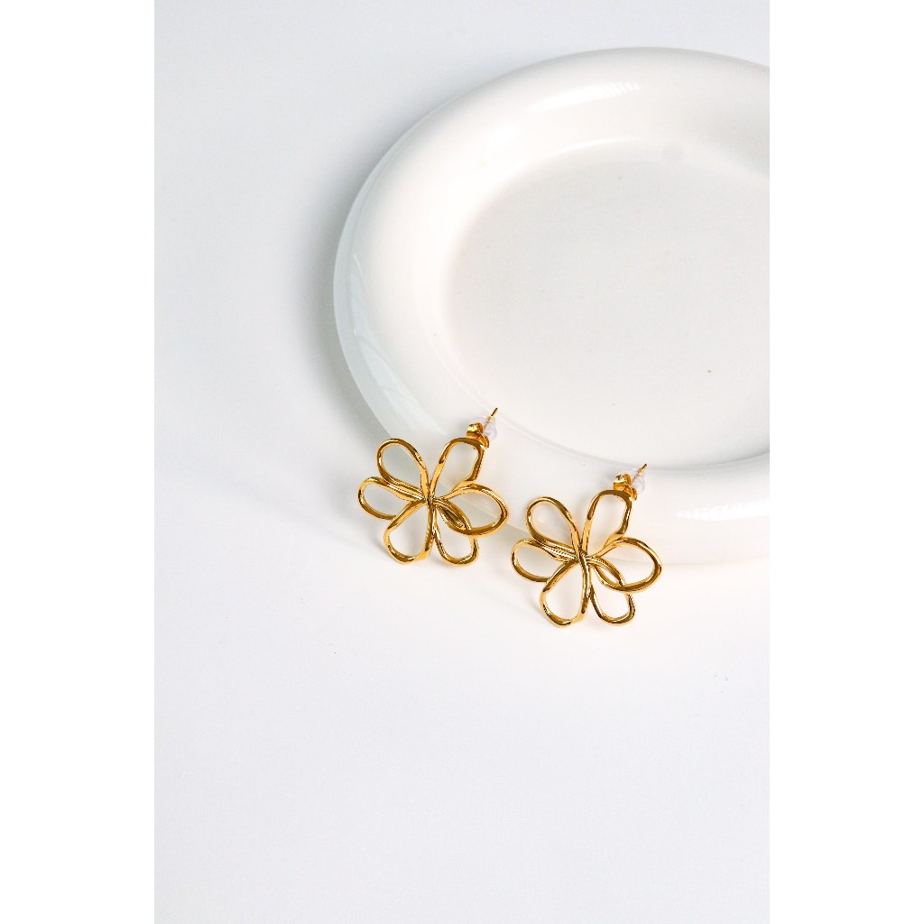 Bloom Earrings | INHALE. | Aksesoris Anting 18K Gold Platted | Anting Gold