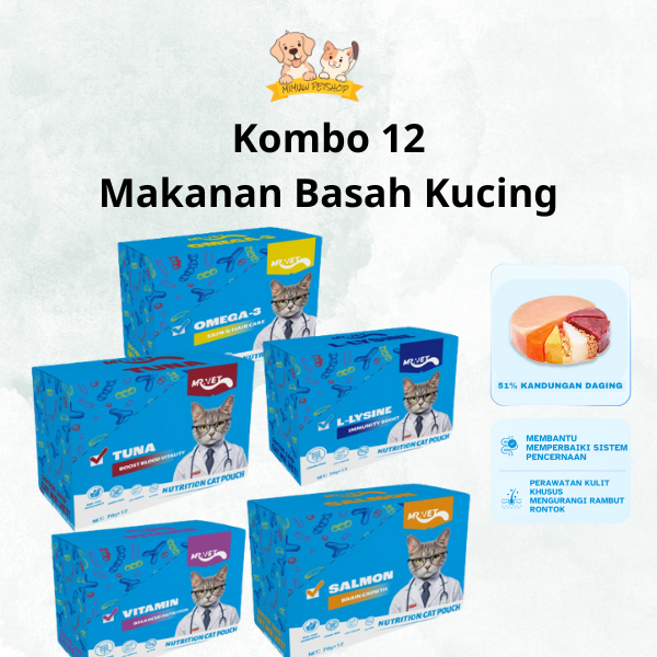 

23bagusmenshop - Mr. Vet Makanan Basah Kucing Pouch 70g Box Isi 12 Wet Cat Food Snack