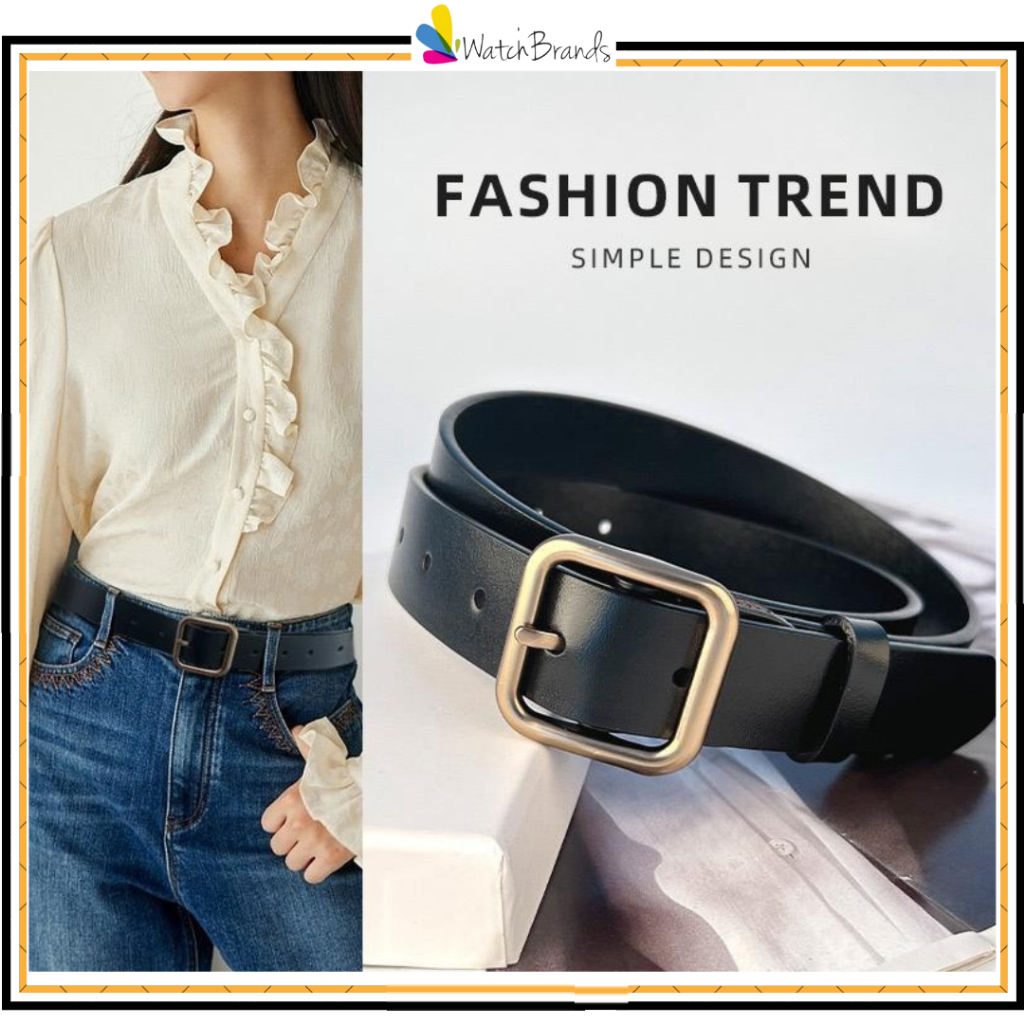 WBS Ikat Pinggang Gaya Retro Vintage Bahan PU Kulit Leather Gesper Wanita Belt Trendy Woman Aksesori