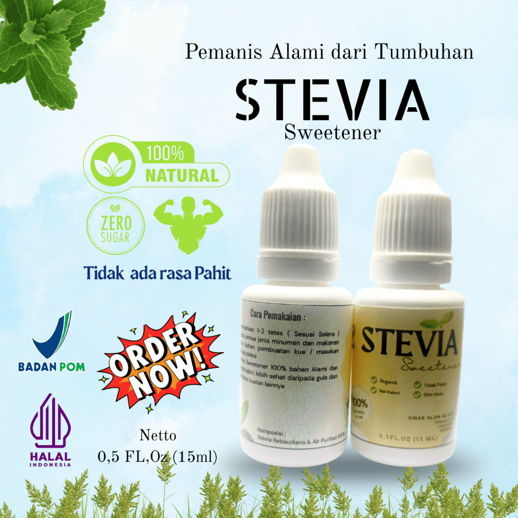 

STEVIA SWEETENER NEW 15ML PEMANIS ALAMI BPOM NO PAHIT