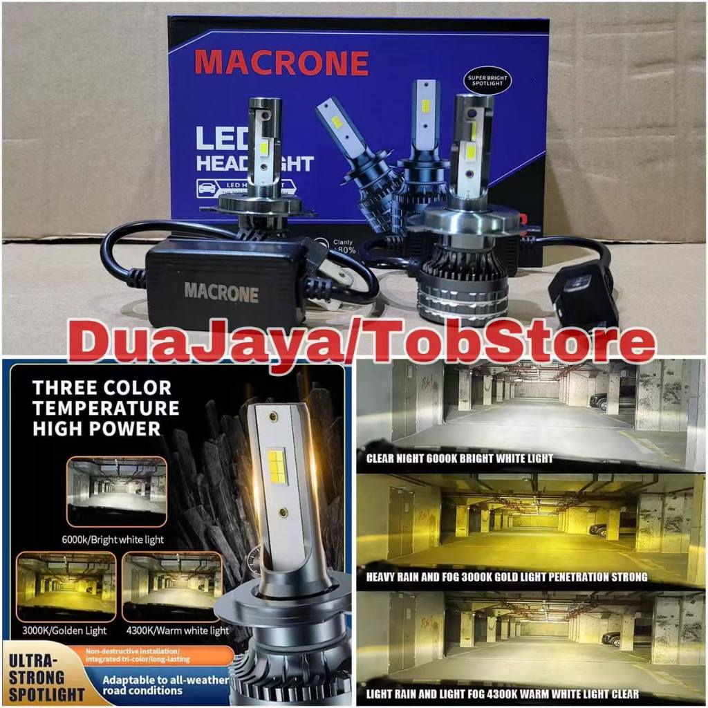 Lampu Headlamp Grandmax Lampu Led 3 Warna Macrone mc3 Khusus Kabut Dan Hujan 1 Set PNP