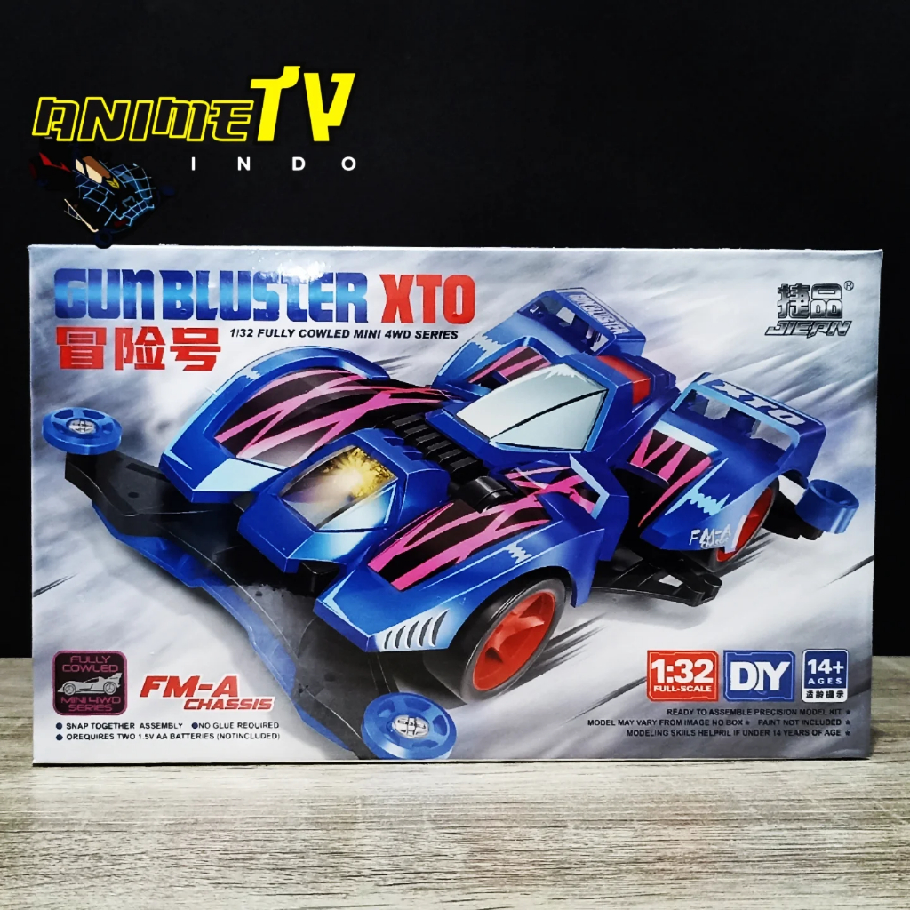 Rep Tamiya Mini 4WD GUN BLUSTER XTO Merk Jiepin / Jeipin FM-A Chassis