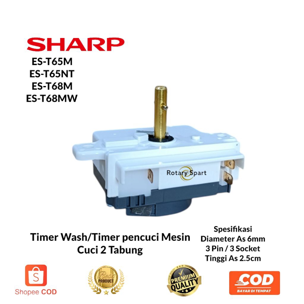 Timer wash/Timer Pencuci 3 pin mesin cuci  sharp 2 Tabung ES-T65M/ES-T65NT/ES-T68M