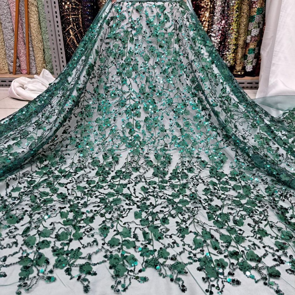 Kain Tile Bordir 3D Full Payet Jepang Premium