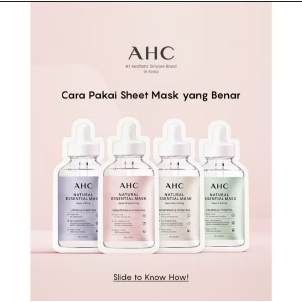 Promoo AHC FACIAL MASK MASKER WAJAH-BPOM All Varian 28g ( exp 25 11 2025 )