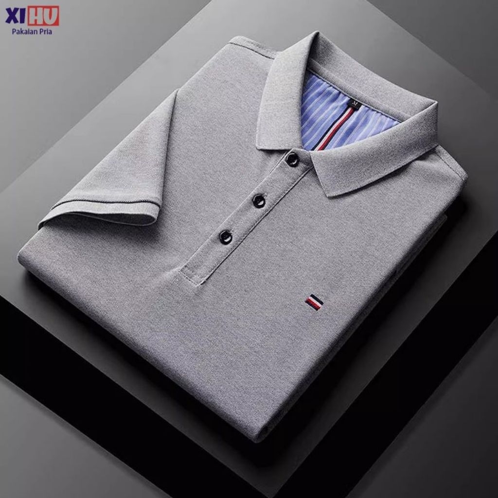 Polo Shirt Pria Kaos Polos Kaos Kerah Pria Polo Shirt Pria Original Kemeja Katun Hitam Putih