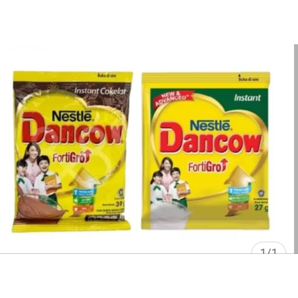 

susu bubuk Dancow vanilla, coklat 27 g
