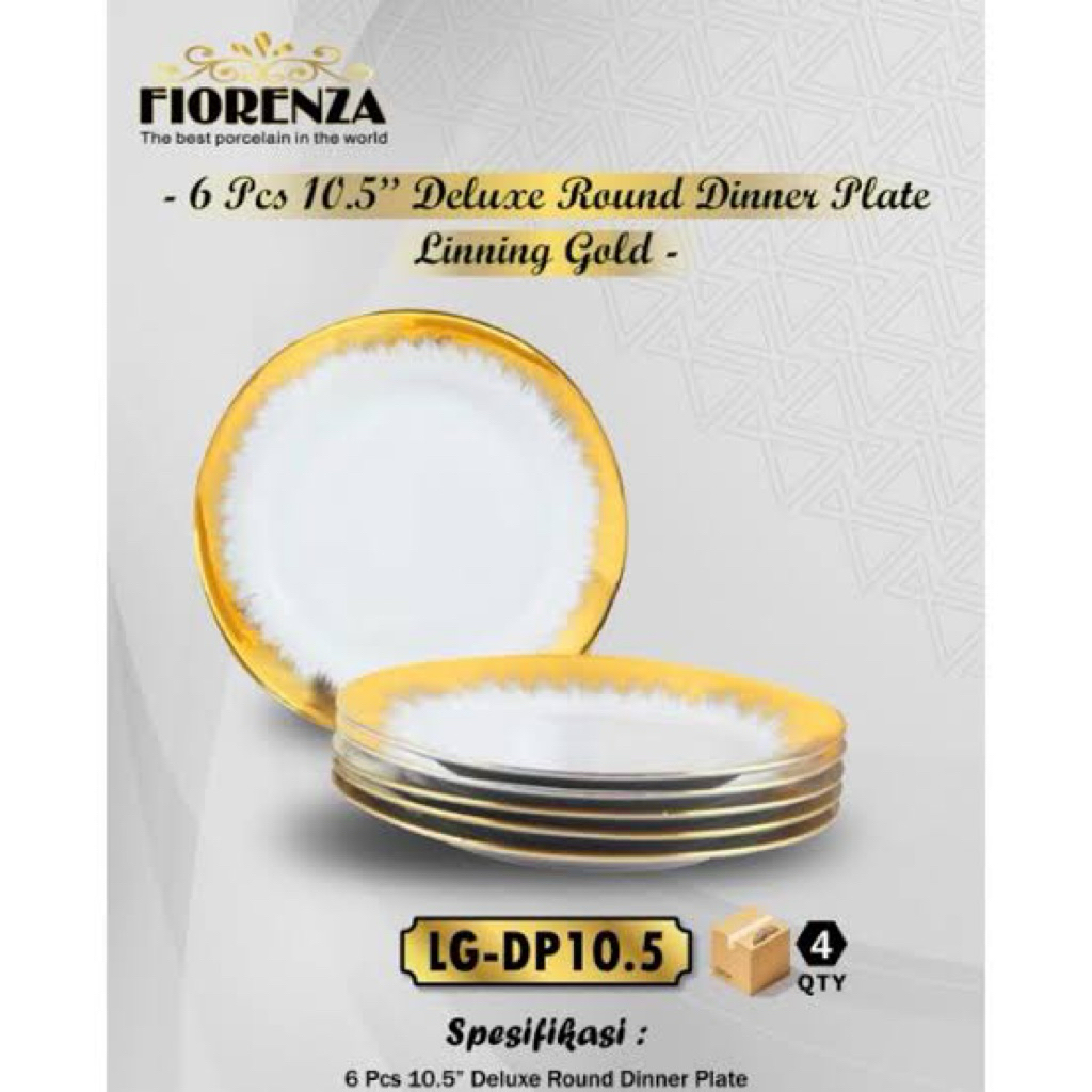 (DIJUAL SATUAN) Piring Ceper Gold Keramik Fiorenza 10.5 LG -DP-10,5