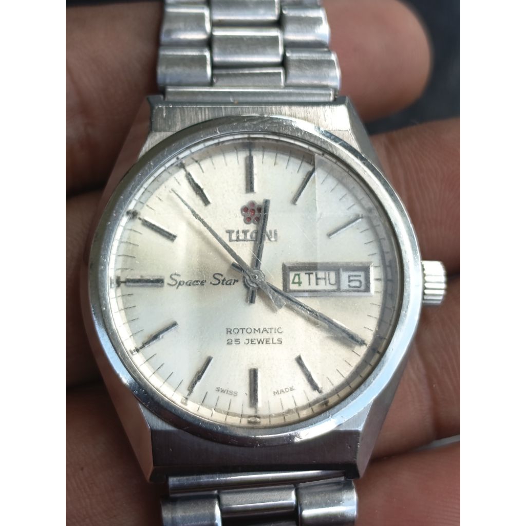 Jam Tangan preloved TITONI Space Star Rotomatic 25 jewels Hi Beat Swiss made kondisi normal