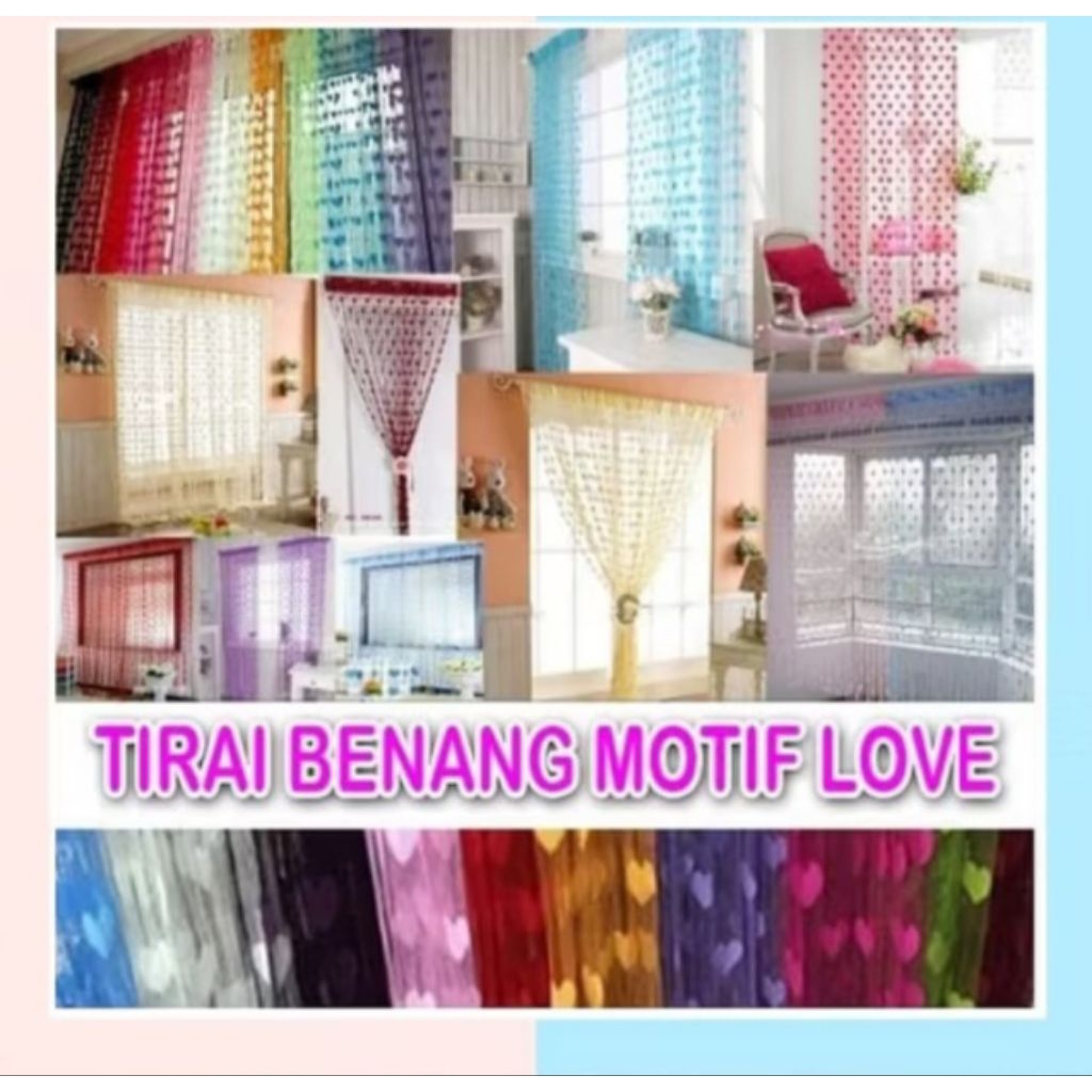 Tirai Benang Love Sekat Ruang Tirai Jendela Gorden Pembatas Rangan