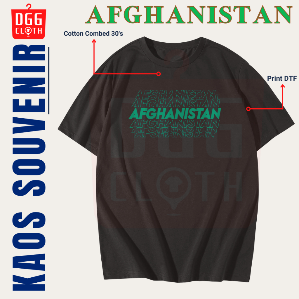 DGG Kaos Oleh-Oleh Afghanistan Black Tshirt Baju Souvenir Kota Kabul Dewasa Anak Type 2