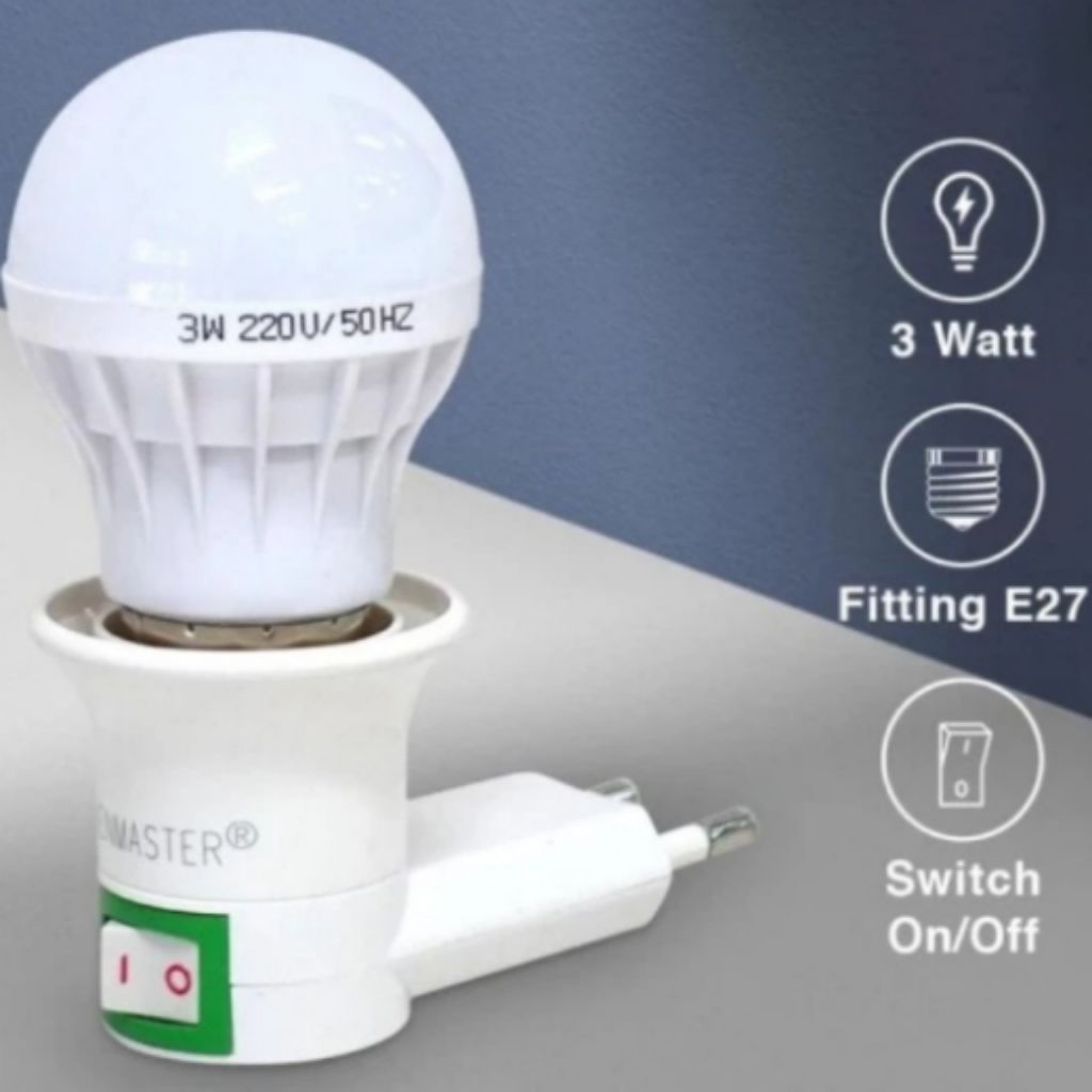 Lampu Tidur Dim Night Light Colok Dinding Fitting Lampu 3 Watt