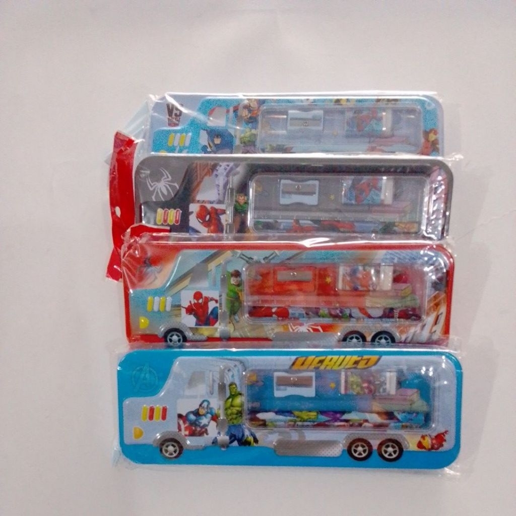 

Tempat Pensil/kotak Pensil kaleng kartun cowok/bus timbul