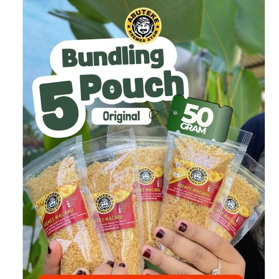 

Kremesan Ayam Kriuk Renyah Paket Hemat Kremes Macaru Isi 5 Pouch 50 gram Kremes Gurih Enak