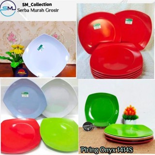 Wadah Sayur Lalapan/Piring Melamin Segi/Wadah Nasi/Perlengkapan Makan/Piring segi/Piring Onyx 1414S