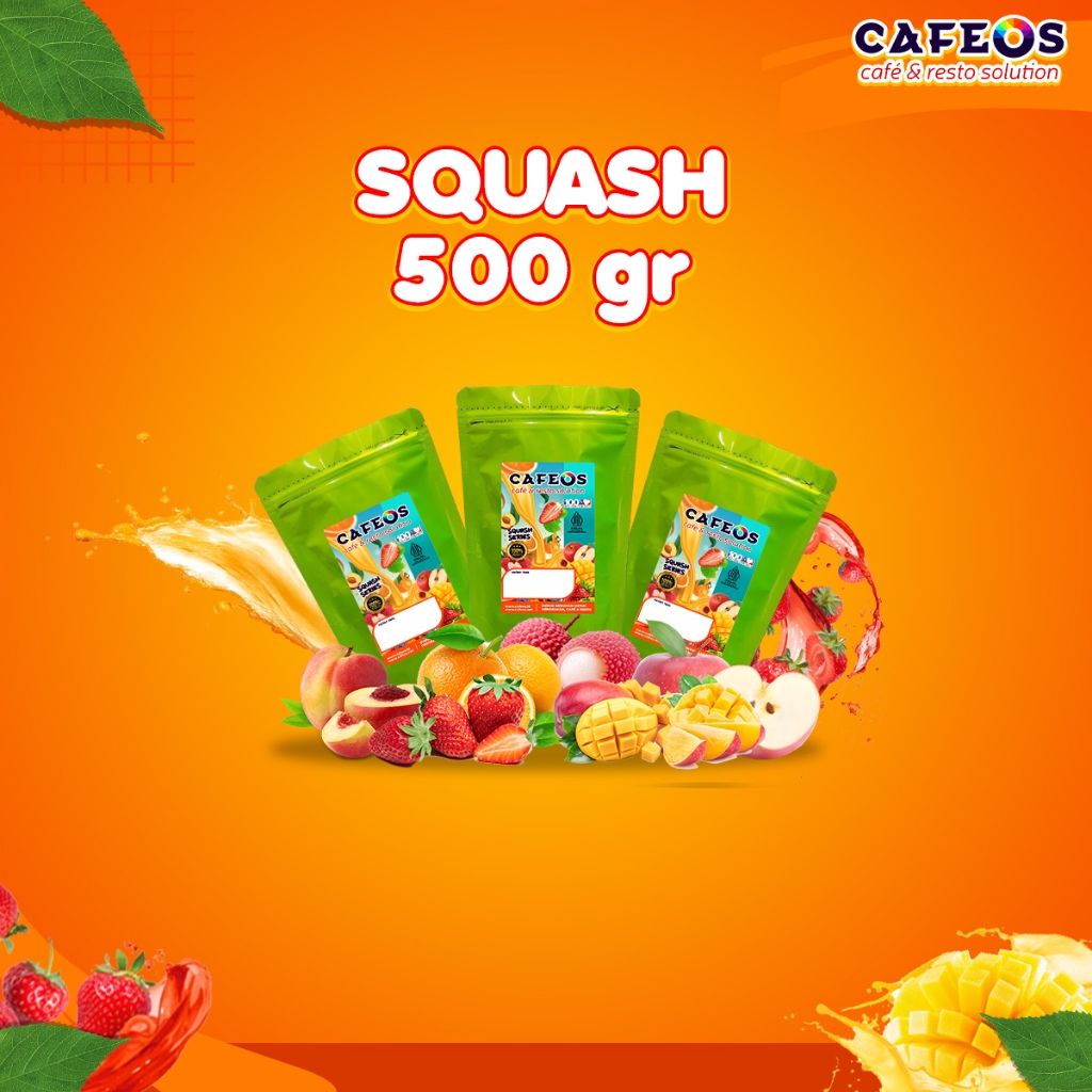 

CAFEOS Bubuk Minuman Squash 500 gram Serbuk Leci Apel Mangga Strawberry Peach Orange