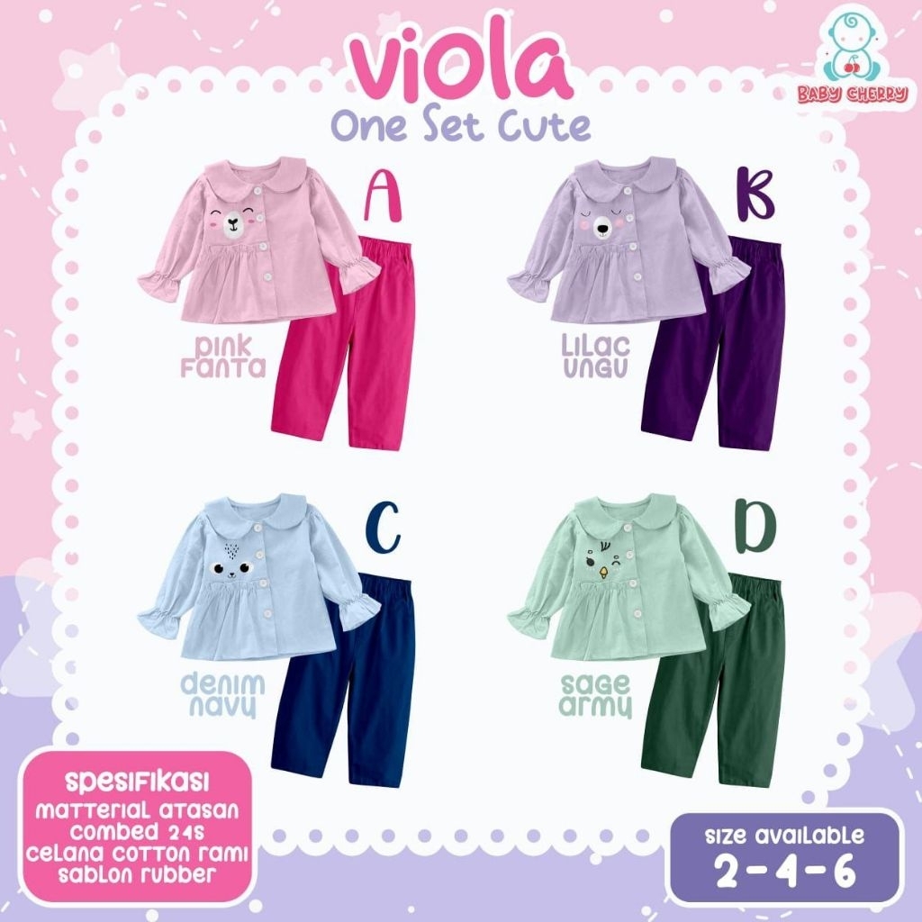 (PO) VIOLA ONESET CUTE BY BABY CHERRY / SET ANAK LUCU / SET ANAK PEREMPUAN