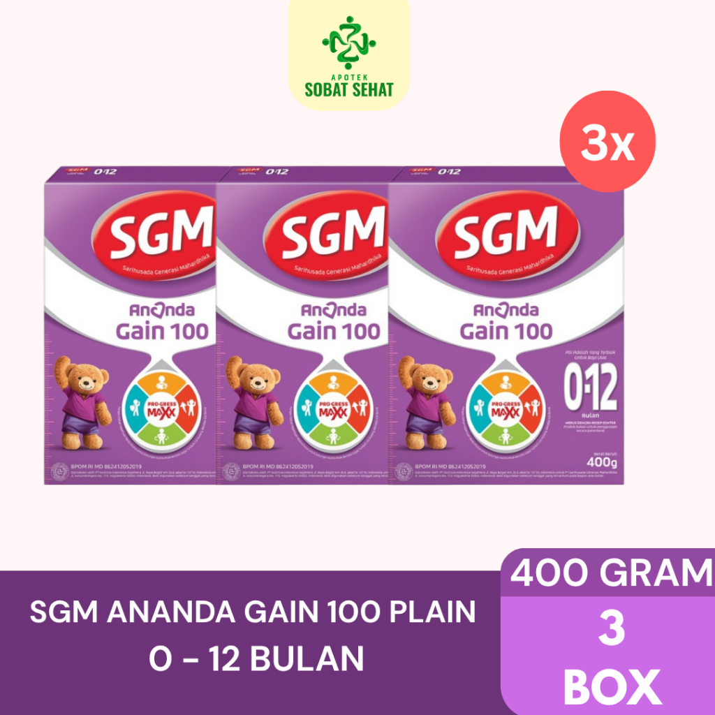 [ SGM HEMAT ] 3 BOX SGM ANANDA GAIN 100 0-12 BULAN 400 GRAM  - Susu Formula Bayi Khusus