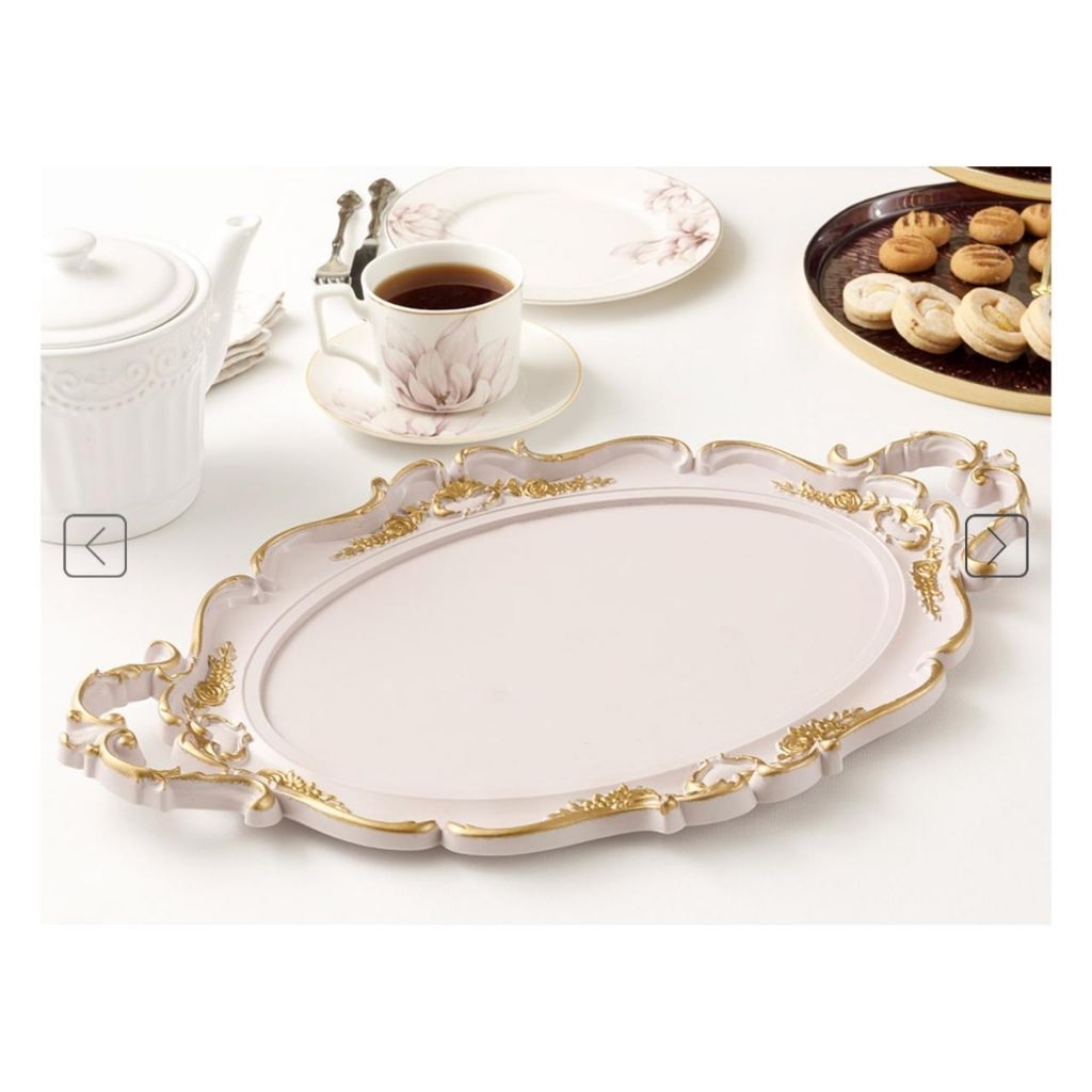 Nampan Klasik List Gold Oval Nampan Pink Gold Nampan Putih Gold Abu White Grey Ori Turky