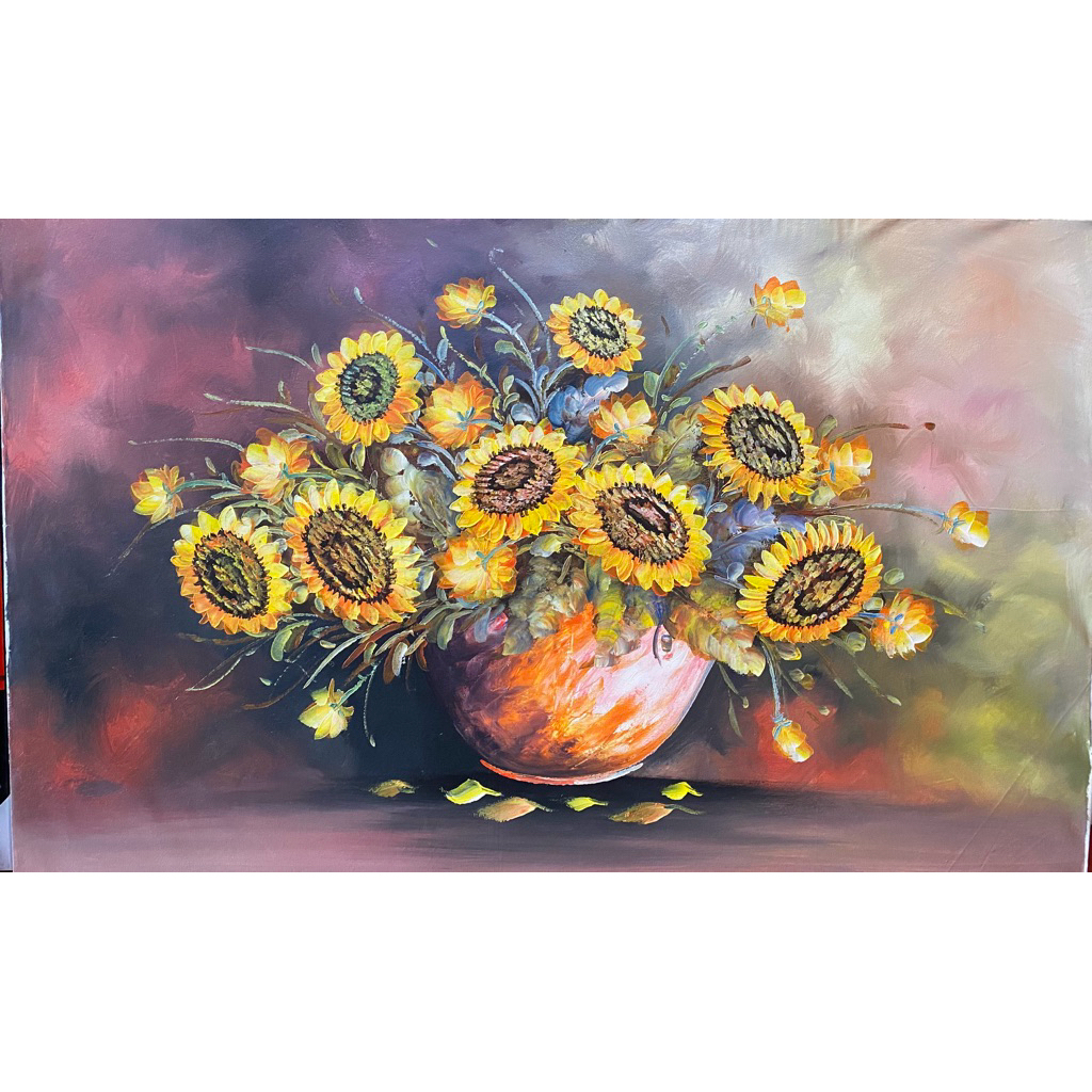 Lukisan Bunga Mawar, Ukuran 135 x 85, Lukisan Canvas