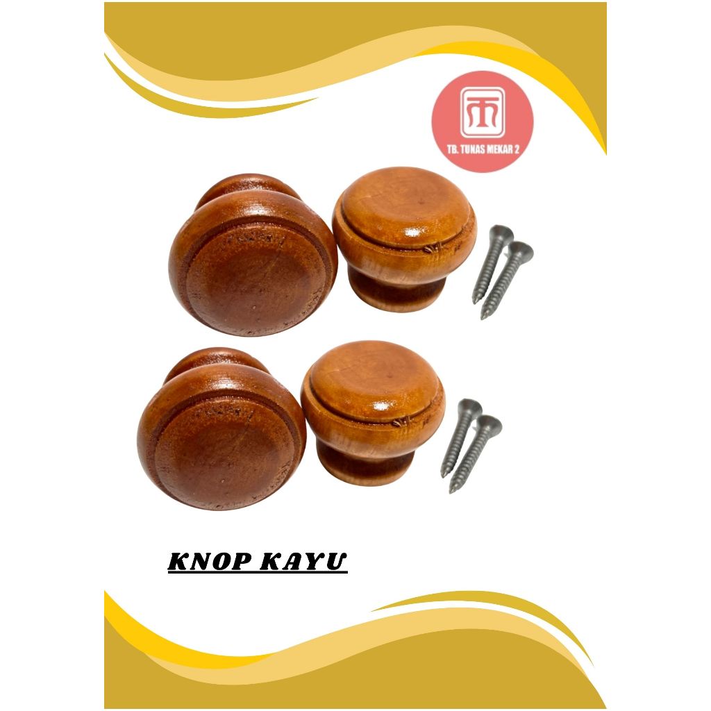 Knop kayu jati / Tarikan lemari / Handle laci / Tarikan laci Knop