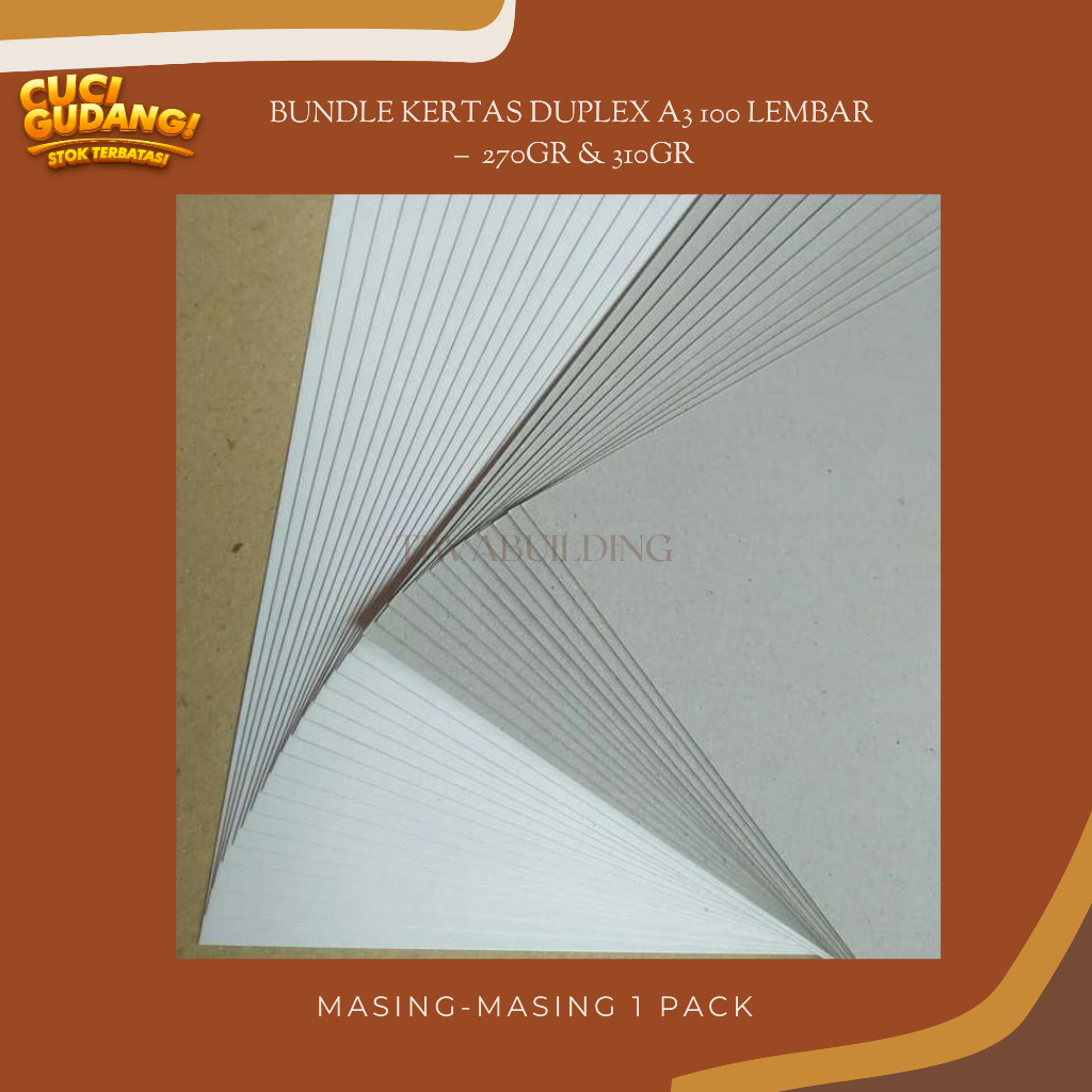 

BUNDLE KERTAS DUPLEX A3 100 LEMBAR – 270GR & 310GR (MASING-MASING 1 PACK)