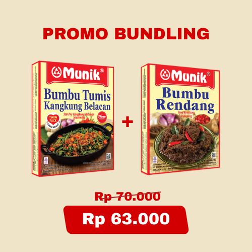 

Promo Bundling Bumbu Munik Tumis Kangkung Belacan 90 gr + Bumbu Rendang 115 gr
