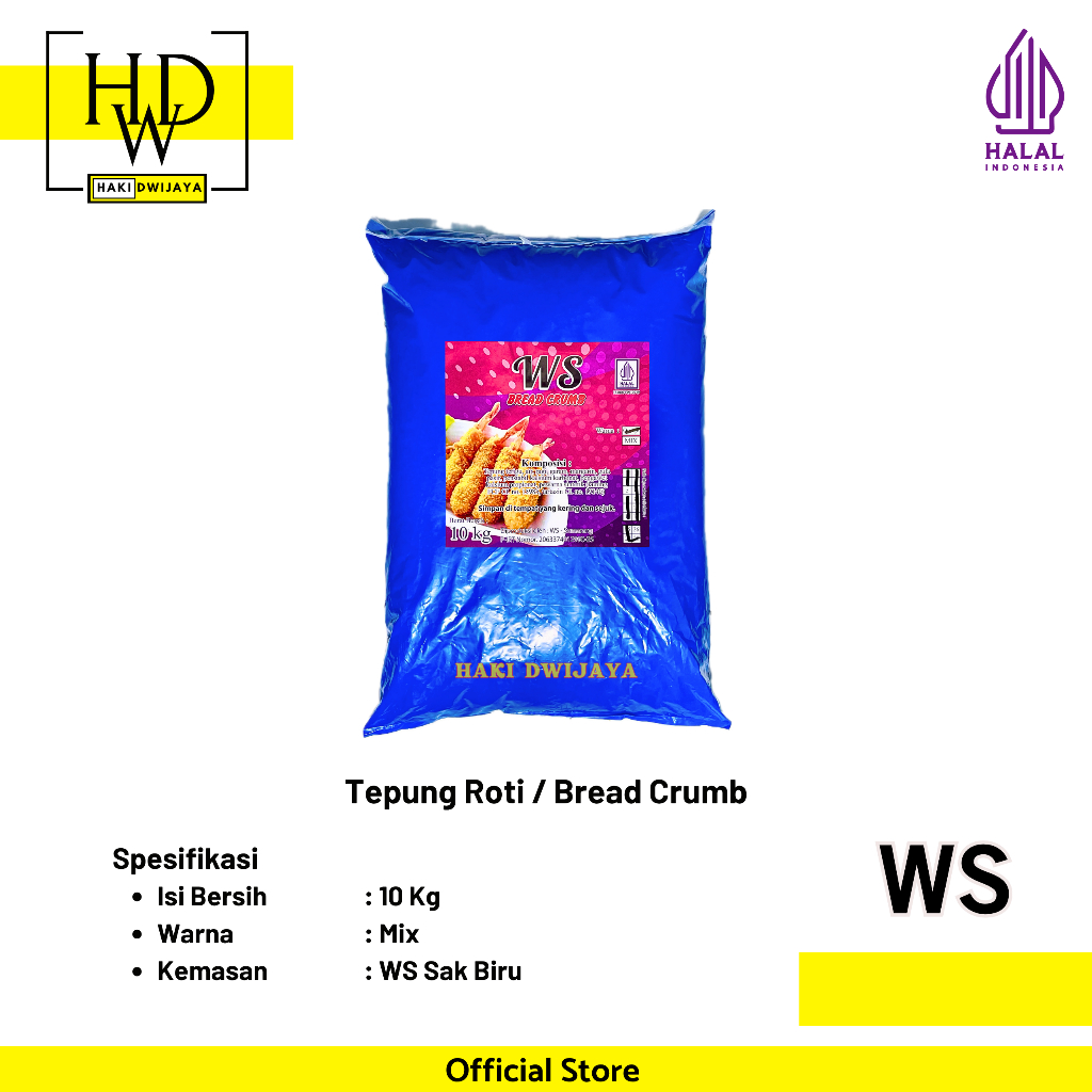 

WS Bread Crumb Tepung Roti / Panir Kuning 10kg Sak Biru