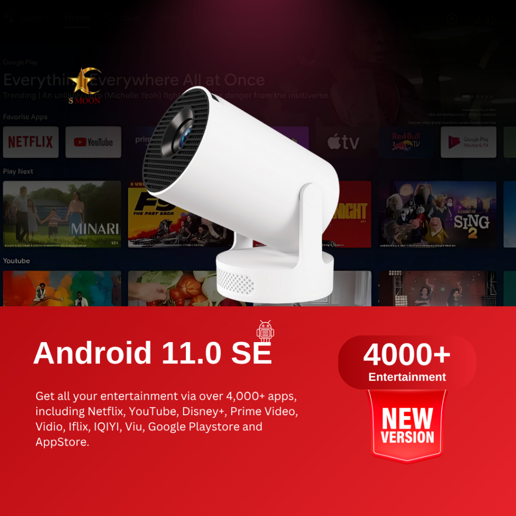 Smoon300 Ultra Smart Proyektor Lcd Tv - Include Hdmi - Include Speaker - Google Store - Android -