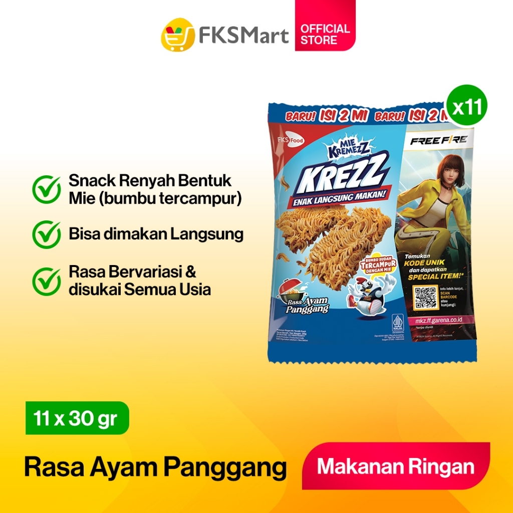 

Mie Kremezz (Krezz) Ayam Panggang 30gr x 11pcs
