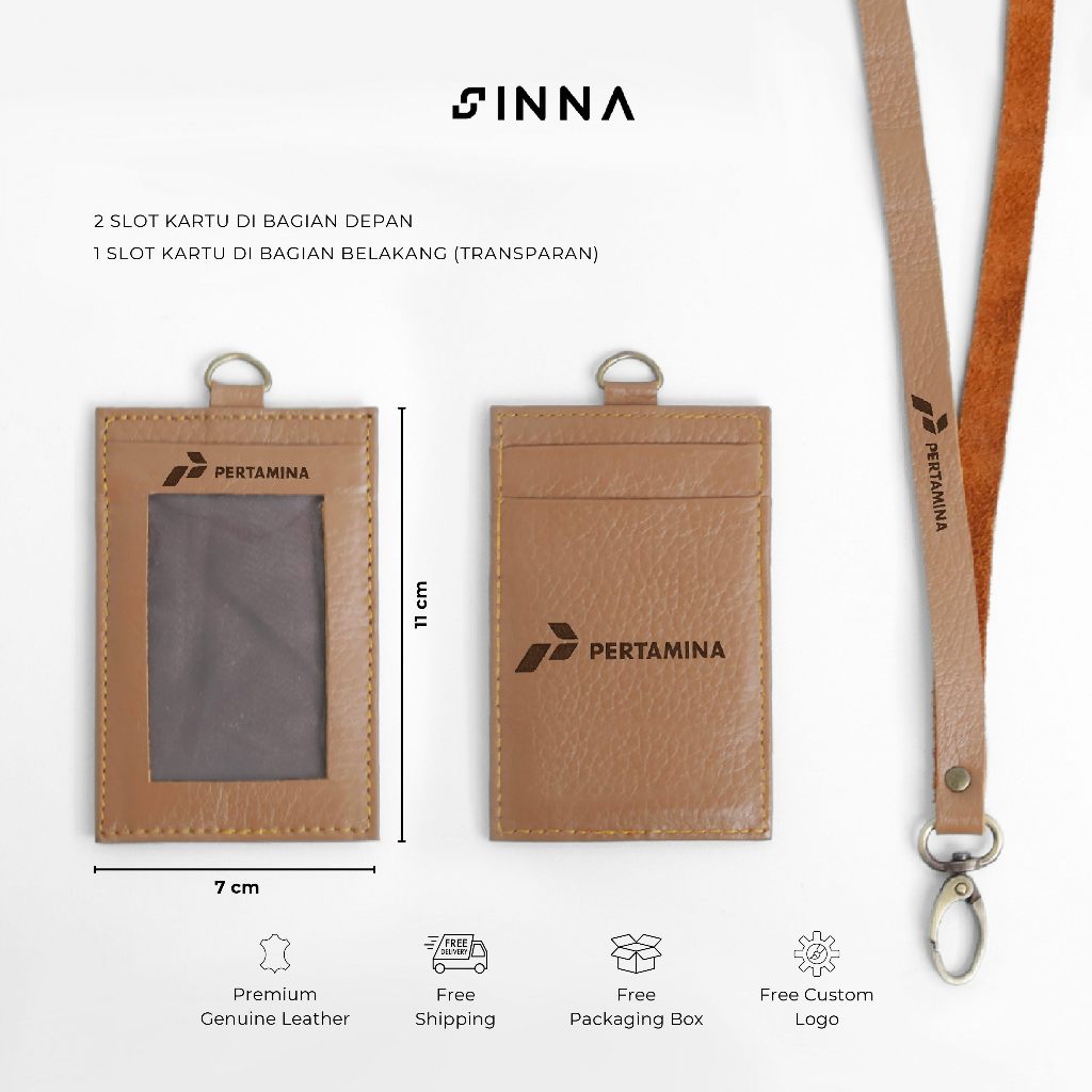 

Lanyard ID card holder kulit Lanyard Kalung ID card Riffa Leather ID Lanyard Corporate INNA LEATHER