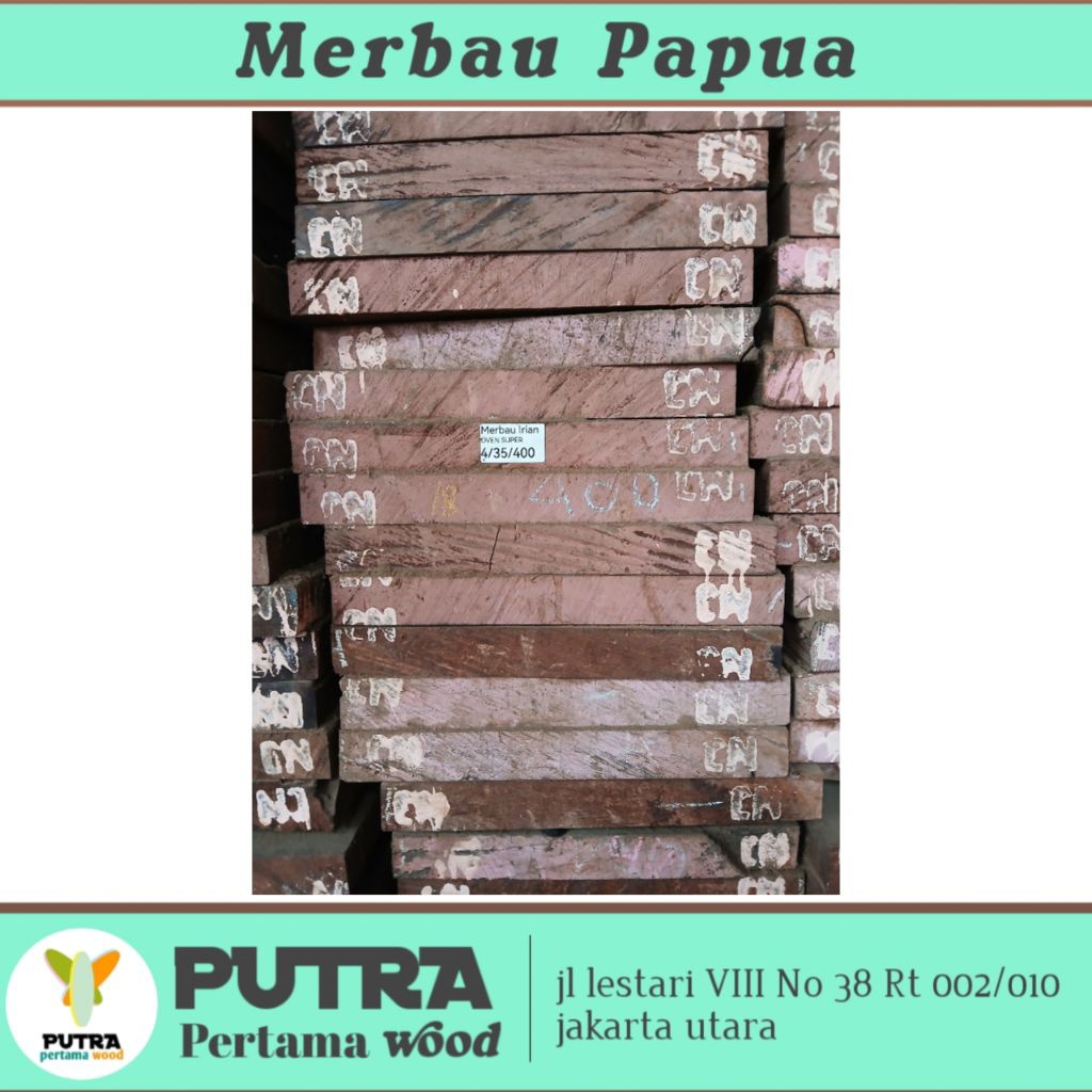 kayu papan merbau papua ketebalan 4cm
