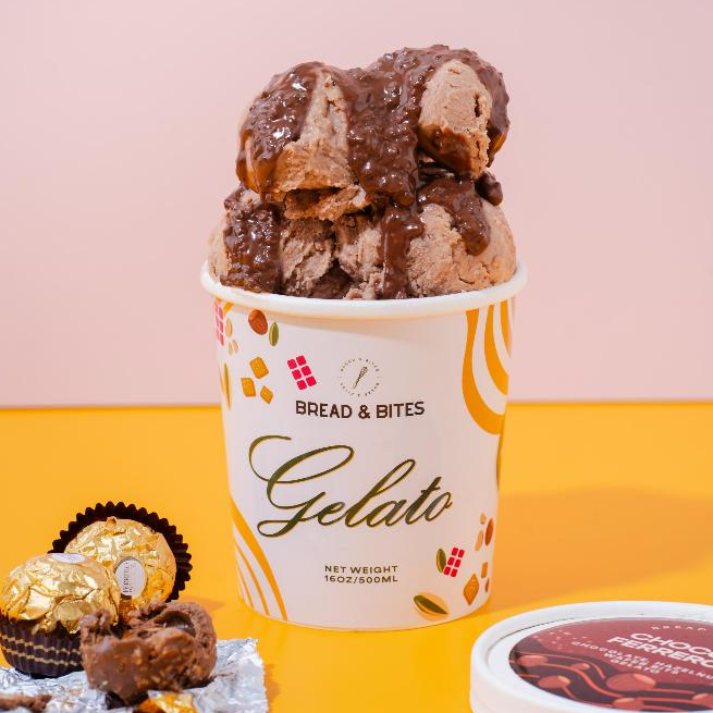 

Ferrero Rocher Gelato Ice Cream by BREAD & BITES Bakery