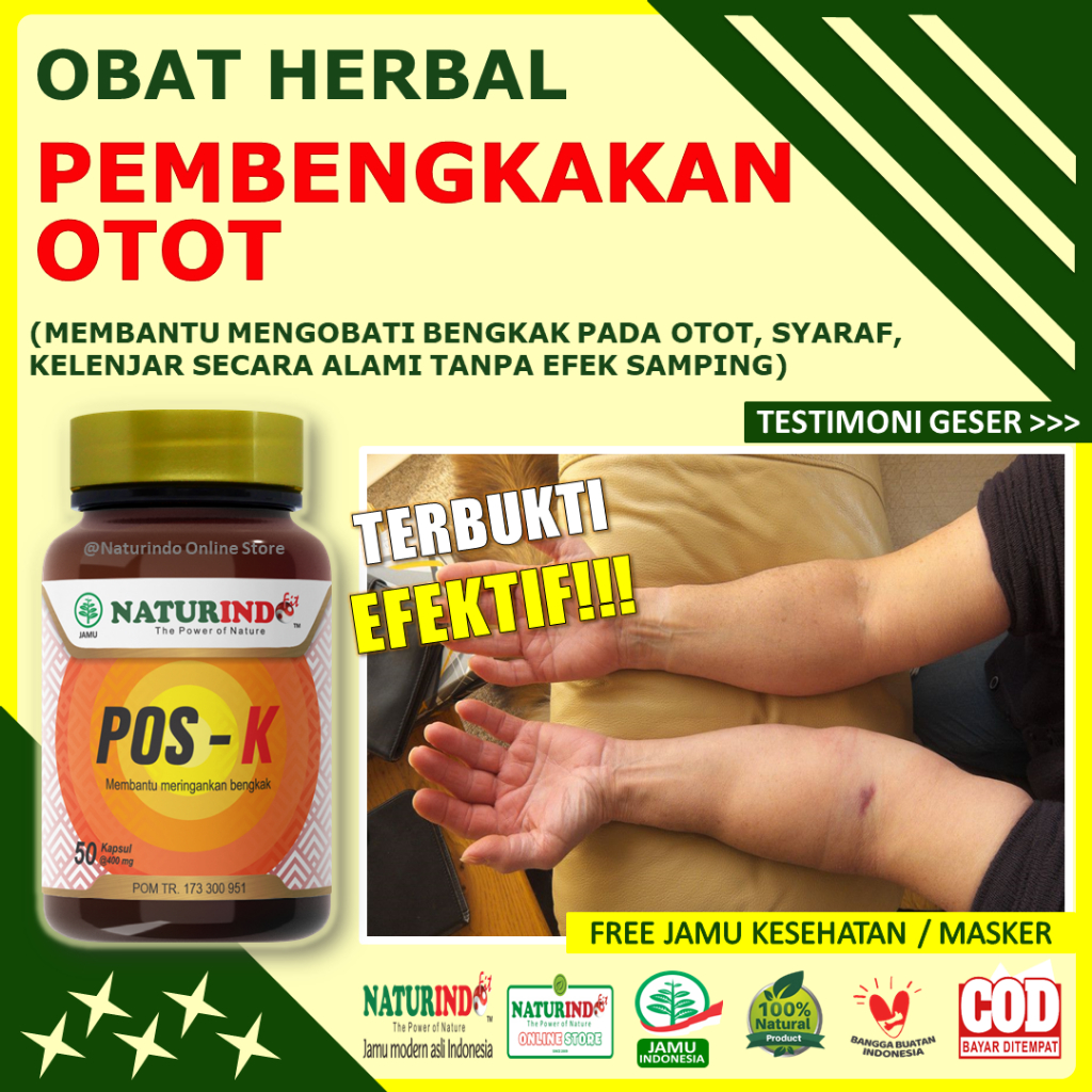 Obat Otot Bengkak Tangan Kaki Badan Saraf Kelenjar Ampuh Herbal POS K NATURINDO 100% Original Produk
