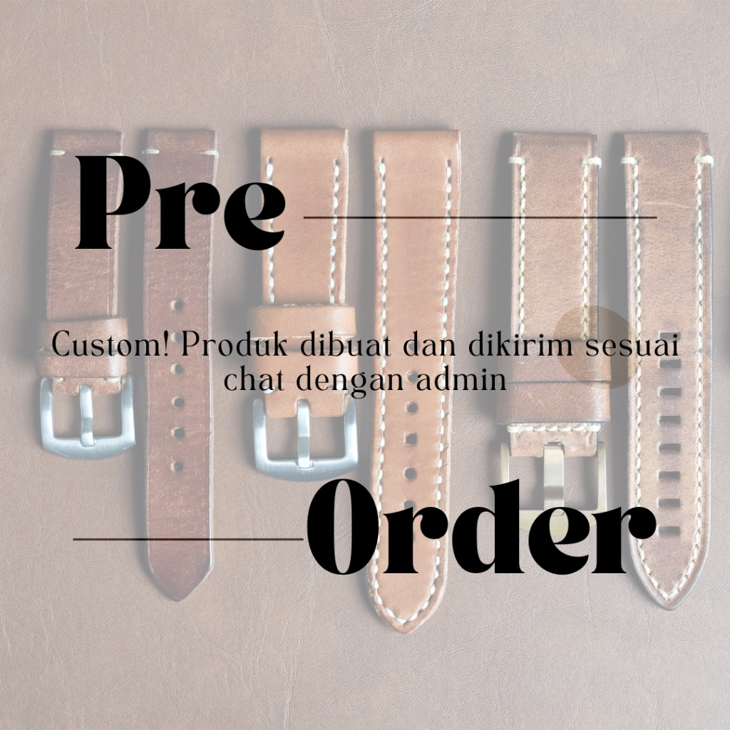 Custom Tali Jam Kulit Asli Strap Jam Tangan Kulit Handmade Leather Watch Strap 18 20 22 24 MM