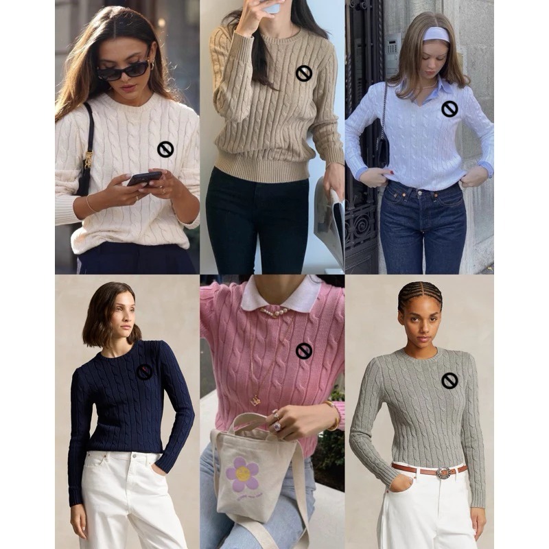 Sweater Original Cable-Knit Cotton Crewneck Sweater - RL