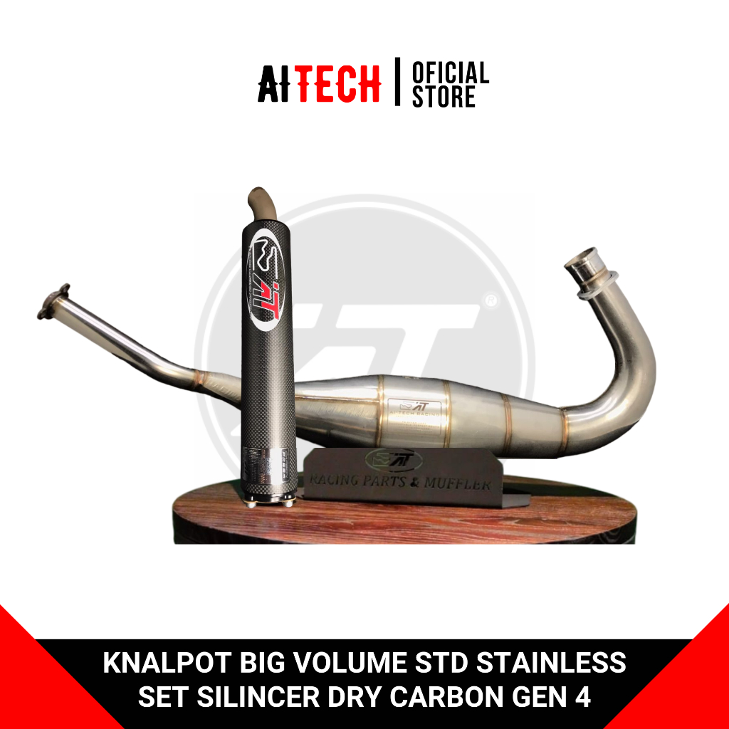 Knalpot Aitech Ninja Big Volume Stainless Std Set Silincer Dry Carbon Gen 4