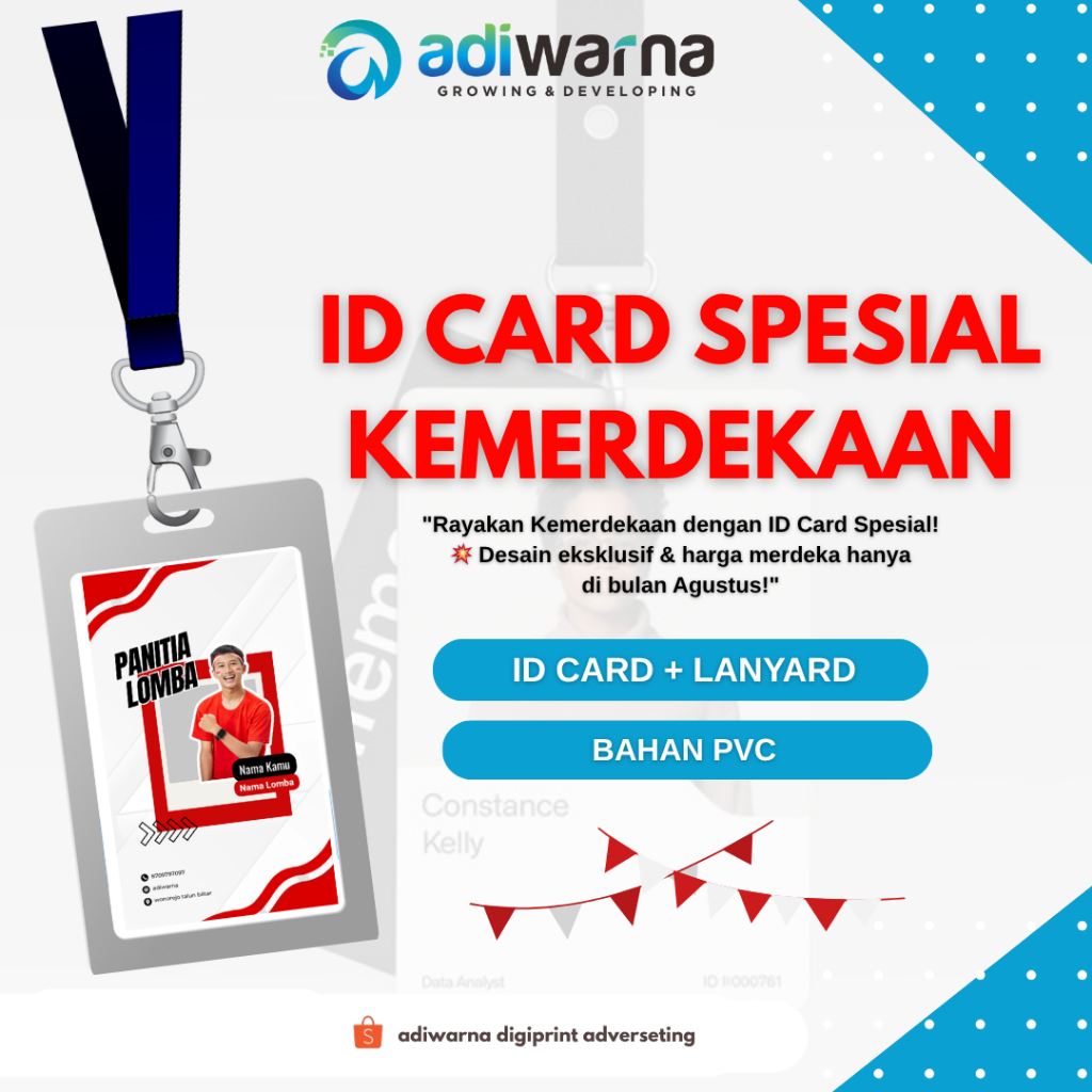 

Cetak ID Card Panitia 17an | Tanda Pengenal Custom PVC + Lanyard | Full Color & Siap Pakai