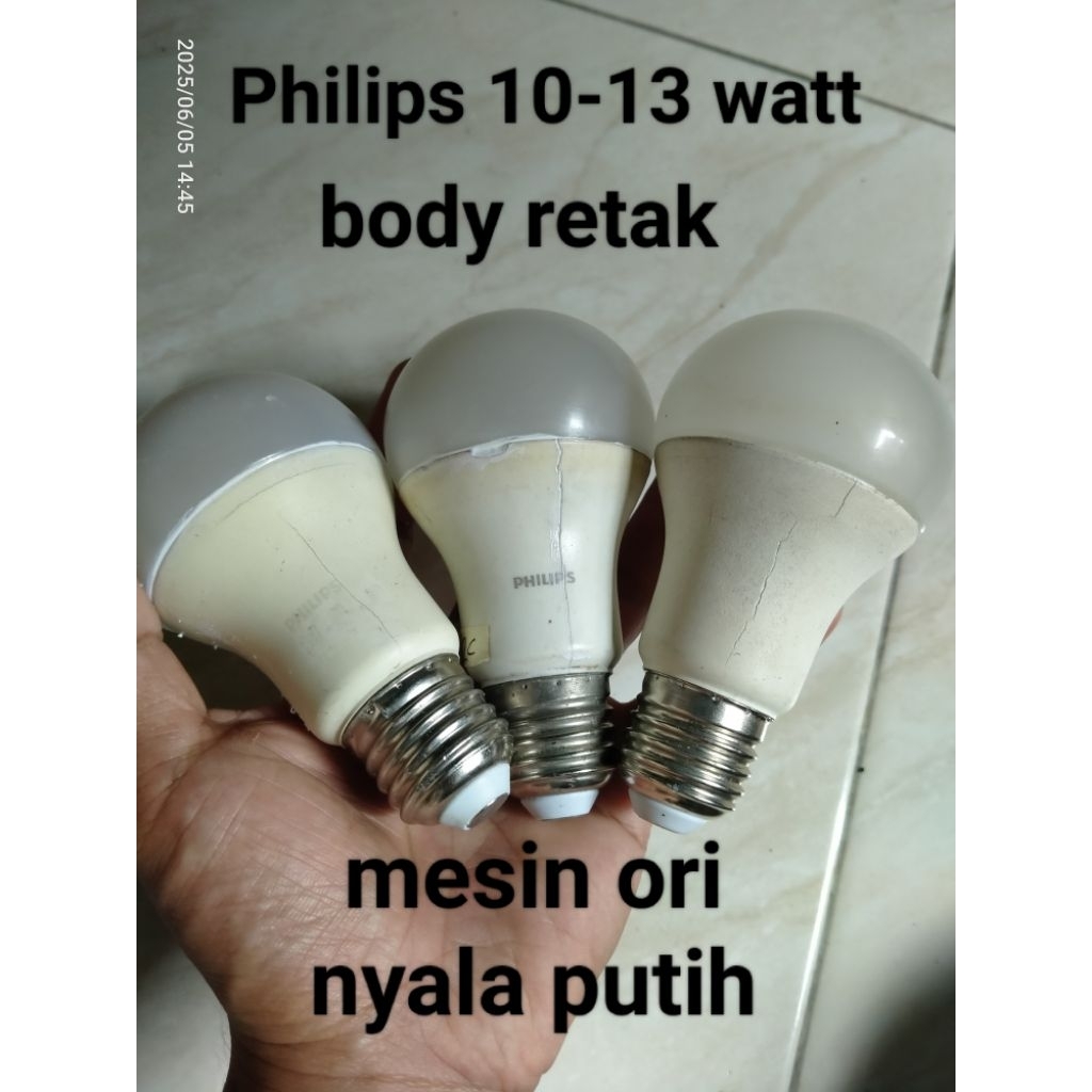 Lampu led philips bekas/rekondisi 10-13 watt body retak (mesin ori)
