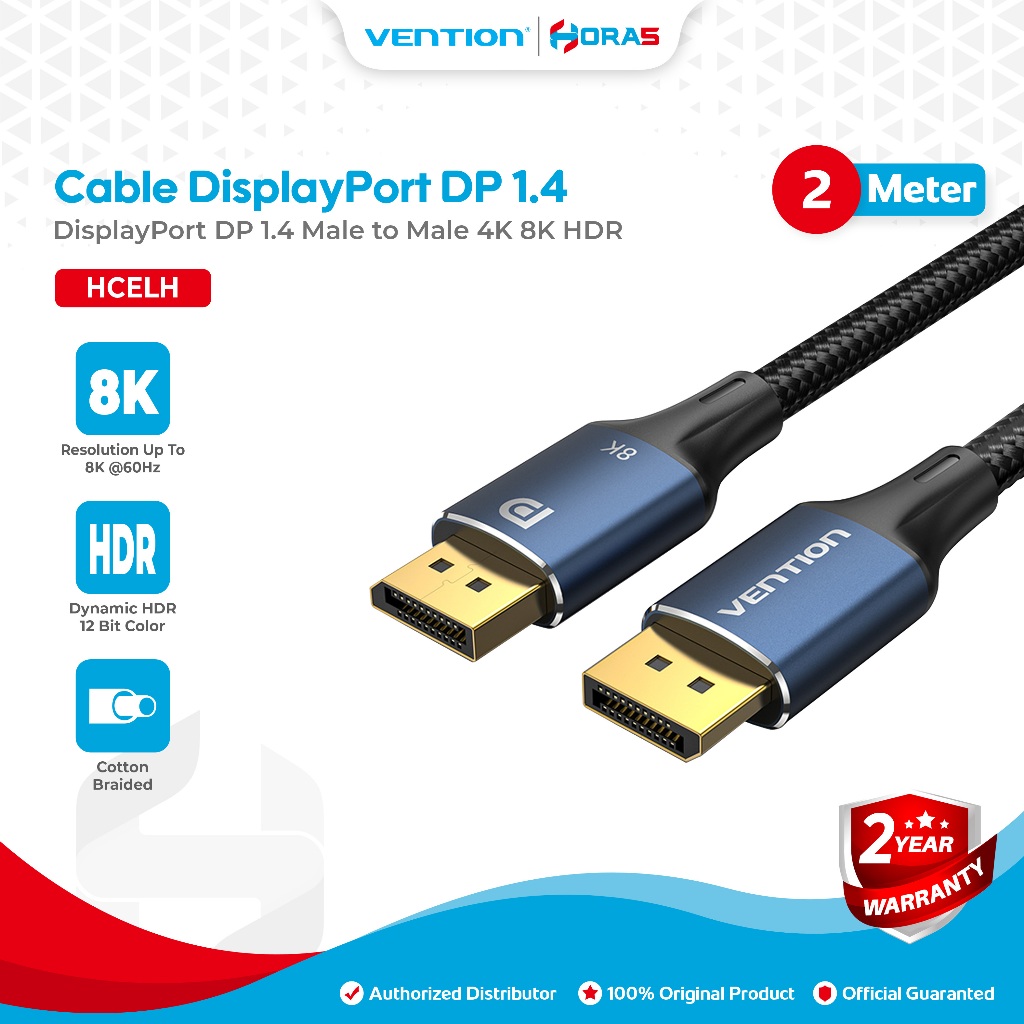 Vention Kabel Display Port Male to Display Port Male 8K DisplayPort DP 1.4 Cable Ultra HD HDR 1080P 